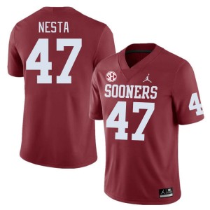 Men James Nesta Crimson Sooners 2024 SEC Conference #47 Jersey 856770-623
