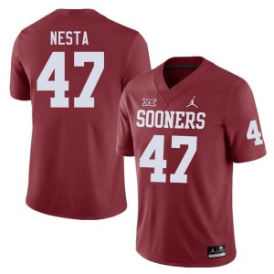 Men James Nesta Crimson Oklahoma Sooners College Football #47 Jersey 448459-393