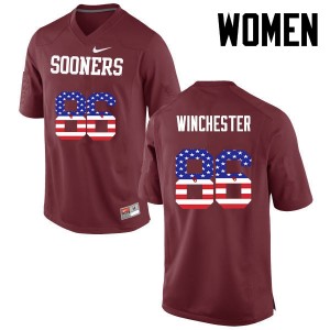 Women James Winchester Crimson OU College Football USA Flag Fashion #86 Jersey 709363-993