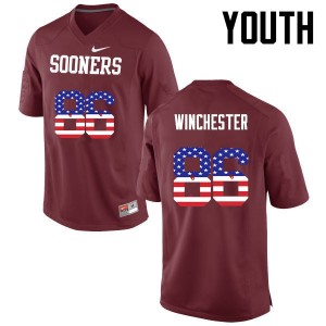 Youth James Winchester Crimson OU Sooners College Football USA Flag Fashion #86 Jersey 719600-726