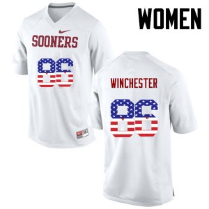 Women James Winchester White Sooners College Football USA Flag Fashion #86 Jersey 116724-839