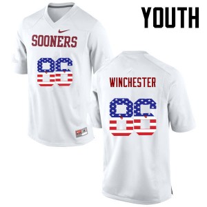 Youth James Winchester White OU Sooners College Football USA Flag Fashion #86 Jersey 117632-759
