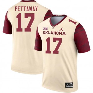 Men Jaquaize Pettaway Cream Oklahoma Sooners College Football #17 Jersey 588359-291