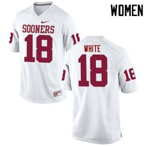 Women Jason White White OU Sooners College Football #18 Jersey 569870-119