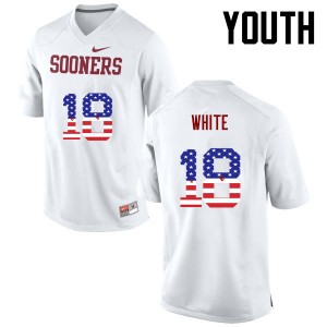 Youth Jason White White OU College Football USA Flag Fashion #18 Jersey 964569-397