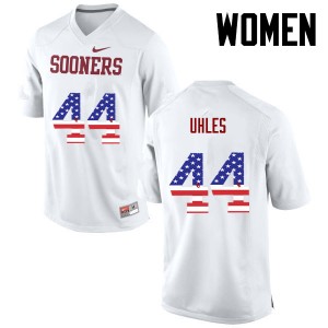 Women Jaxon Uhles White OU College Football USA Flag Fashion #44 Jersey 175247-134