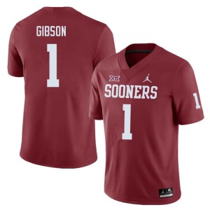 Men Jayden Gibson Crimson Oklahoma Sooners College Football #1 Jersey 161895-379
