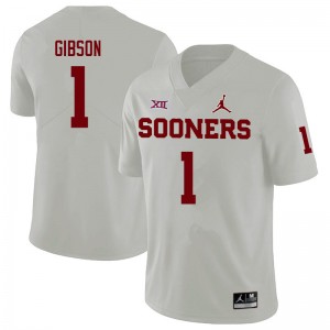 Men Jayden Gibson White Oklahoma Sooners College Football #1 Jersey 455413-581