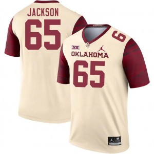 Men Jayden Jackson Cream Oklahoma College Football #65 Jersey 415341-493