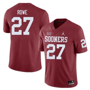 Men Jayden Rowe Crimson Oklahoma Sooners College Football #27 Jersey 591264-846