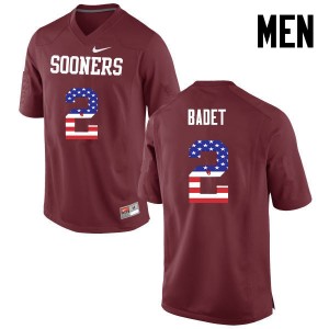 Men Jeff Badet Crimson Oklahoma College Football USA Flag Fashion #2 Jersey 633350-633