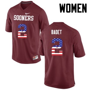 Women Jeff Badet Crimson Sooners College Football USA Flag Fashion #2 Jersey 625681-956