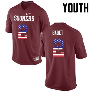 Youth Jeff Badet Crimson OU Sooners College Football USA Flag Fashion #2 Jersey 404982-465