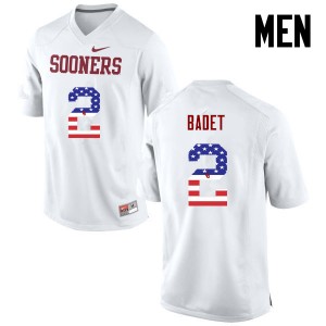 Men Jeff Badet White Oklahoma Sooners College Football USA Flag Fashion #2 Jersey 367370-483