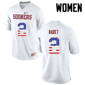 Women Jeff Badet White Oklahoma Sooners College Football USA Flag Fashion #2 Jersey 323844-183