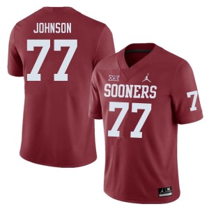 Men Jeffery Johnson Crimson Oklahoma Sooners College Football #77 Jersey 745685-966