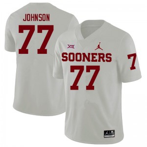 Men Jeffery Johnson White Oklahoma Sooners College Football #77 Jersey 571918-612