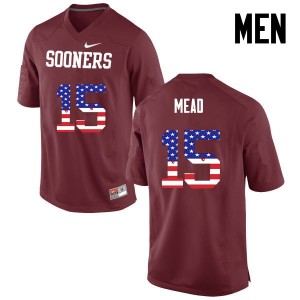 Men Jeffery Mead Crimson OU College Football USA Flag Fashion #15 Jersey 831137-279