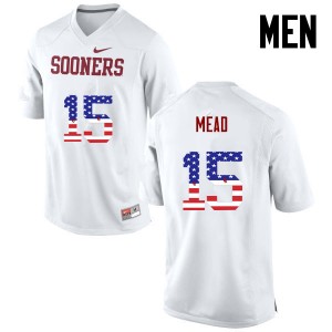 Men Jeffery Mead White Sooners College Football USA Flag Fashion #15 Jersey 225671-757