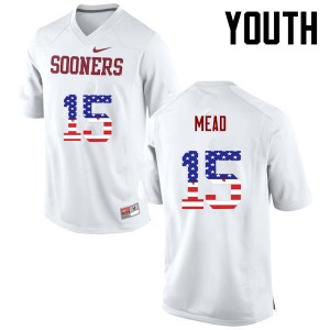 Youth Jeffery Mead White Sooners College Football USA Flag Fashion #15 Jersey 164426-822