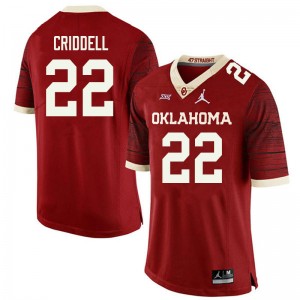 Men Jeremiah Criddell Retro OU Jordan Brand College Football #22 Jersey 566860-872
