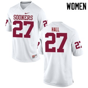 Women Jeremiah Hall White OU Sooners College Football #27 Jersey 636743-173
