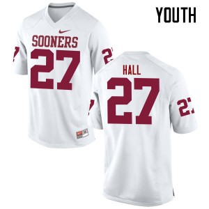 Youth Jeremiah Hall White Sooners College Football #27 Jersey 831329-916