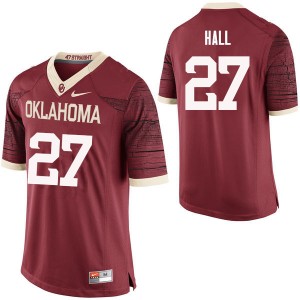 Men Jeremiah Hall Crimson Sooners College Football #27 Jersey 607468-432
