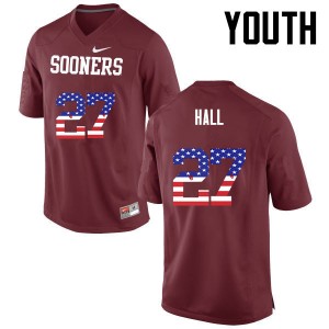 Youth Jeremiah Hall Crimson OU College Football USA Flag Fashion #27 Jersey 938781-816