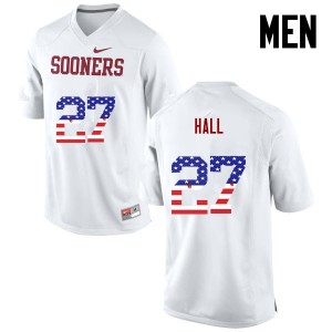 Men Jeremiah Hall White OU Sooners College Football USA Flag Fashion #27 Jersey 921344-954
