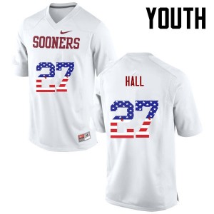 Youth Jeremiah Hall White Oklahoma College Football USA Flag Fashion #27 Jersey 976399-750