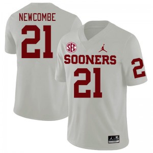 Men Jeremiah Newcombe White Oklahoma 2024 SEC Conference College Football #21 Jersey 286565-827