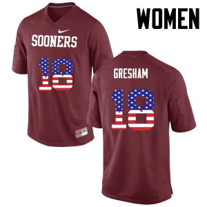 Women Jermaine Gresham Crimson OU College Football USA Flag Fashion #18 Jersey 248495-954