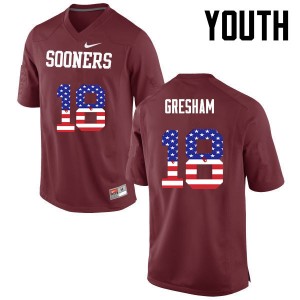 Youth Jermaine Gresham Crimson Oklahoma College Football USA Flag Fashion #18 Jersey 558372-854