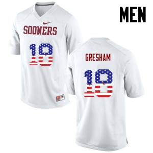 Men Jermaine Gresham White Oklahoma Sooners College Football USA Flag Fashion #18 Jersey 664625-540