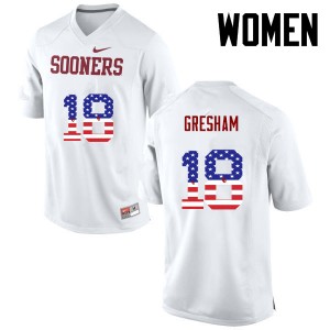 Women Jermaine Gresham White OU Sooners College Football USA Flag Fashion #18 Jersey 328956-300