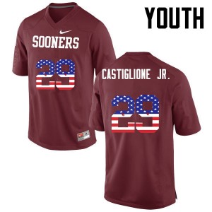 Youth Joe Castiglione Jr. Crimson Oklahoma College Football USA Flag Fashion #29 Jersey 787914-703