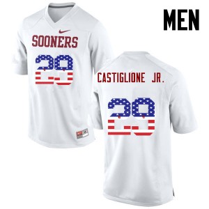 Men Joe Castiglione Jr. White Oklahoma Sooners College Football USA Flag Fashion #29 Jersey 135167-273