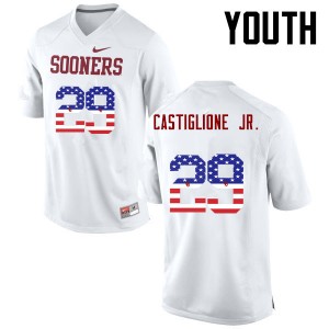Youth Joe Castiglione Jr. White OU College Football USA Flag Fashion #29 Jersey 516759-711