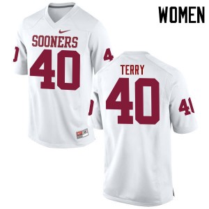 Women Jon-Michael Terry White Oklahoma College Football #40 Jersey 426101-169