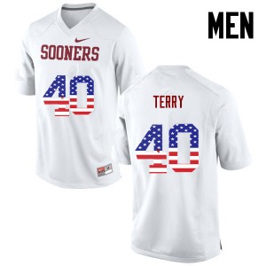 Men Jon-Michael Terry White OU College Football USA Flag Fashion #40 Jersey 662782-199