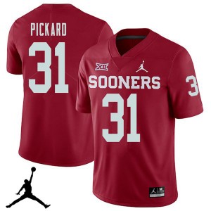 Men Braxton Pickard Crimson OU Sooners Jordan Brand 2018 College Football #31 Jersey 890519-313