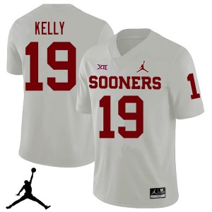 Men Caleb Kelly White OU Sooners Jordan Brand 2018 College Football #19 Jersey 860940-770