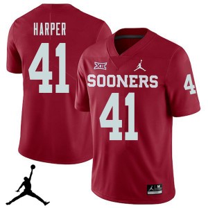 Men Casey Harper Crimson Sooners Jordan Brand 2018 College Football #41 Jersey 345943-409