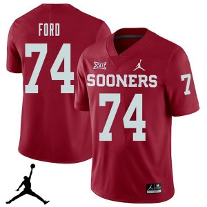 Men Cody Ford Crimson OU Jordan Brand 2018 College Football #74 Jersey 794803-592