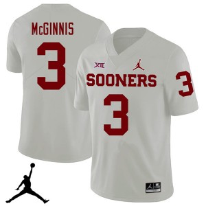 Men Connor McGinnis White OU Jordan Brand 2018 College Football #3 Jersey 617132-738