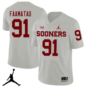 Men Dillion Faamatau White Oklahoma Jordan Brand 2018 College Football #91 Jersey 793450-883