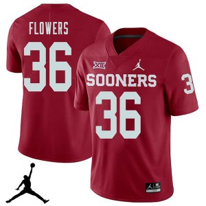 Men Dimitri Flowers Crimson Sooners Jordan Brand 2018 College Football #36 Jersey 338143-211