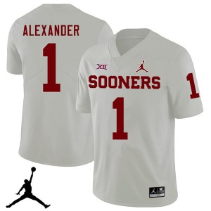 Men Dominique Alexander White Oklahoma Sooners Jordan Brand 2018 College Football #1 Jersey 100131-579