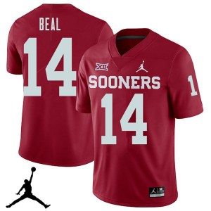 Men Emmanuel Beal Crimson Oklahoma Jordan Brand 2018 College Football #14 Jersey 988789-237